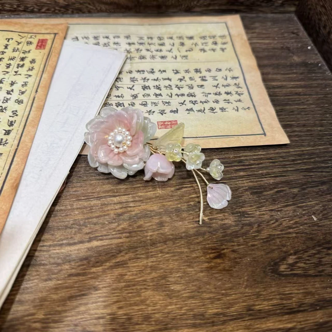 粉绿琉璃发夹。前尘梦古风汉服配饰