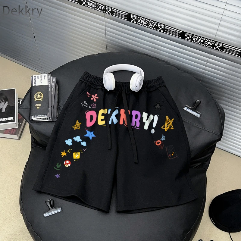 【Dekkry】夏季日系vintage潮牌高街趣味情侣五分短裤男女宽松ins