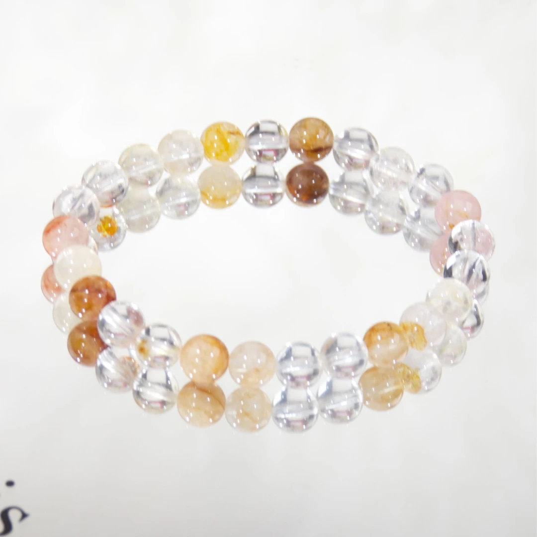 s1744【胶花素圈】黄胶花天然水晶手串手链设计款多样性发其一