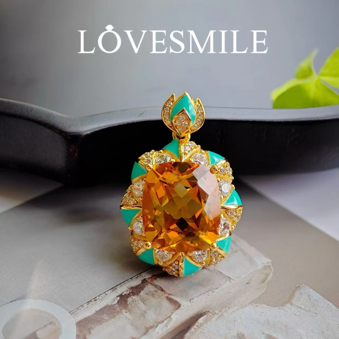 S925银黄晶吊坠气质时尚经典