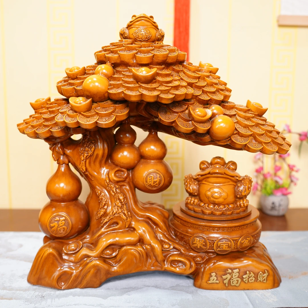 （五福招财）摇钱树葫芦发财树客厅聚宝盆公司开业装饰XDH（30*31cm）