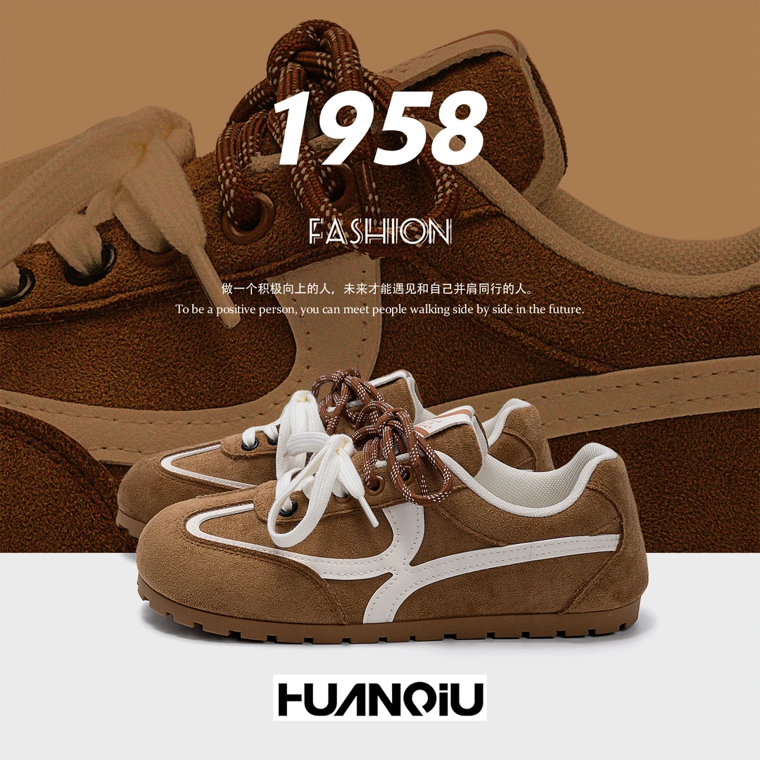环球皮面德训鞋2025秋季新款原创低帮皮面休闲百搭潮流女士休闲鞋