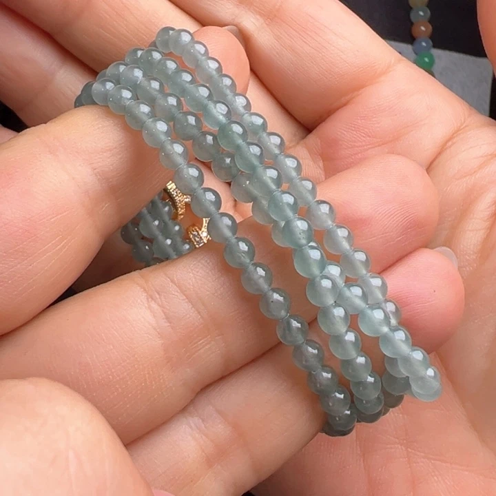 定制翡翠未镶嵌4.0mm冰川蓝