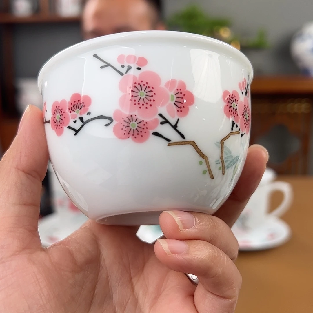 玉泥 翠竹红梅大号缸杯