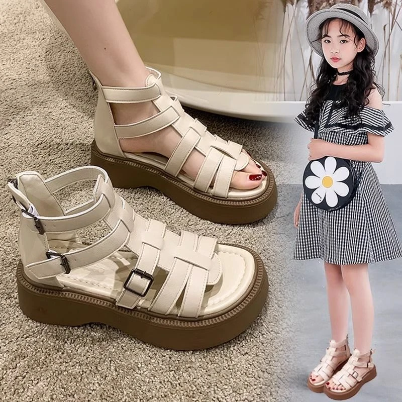 女童凉鞋罗马爆款洋气公主鞋2025年夏季新款露马凉鞋防滑百搭洋气