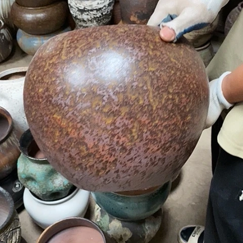 紫砂花盆口23高度27铁锈