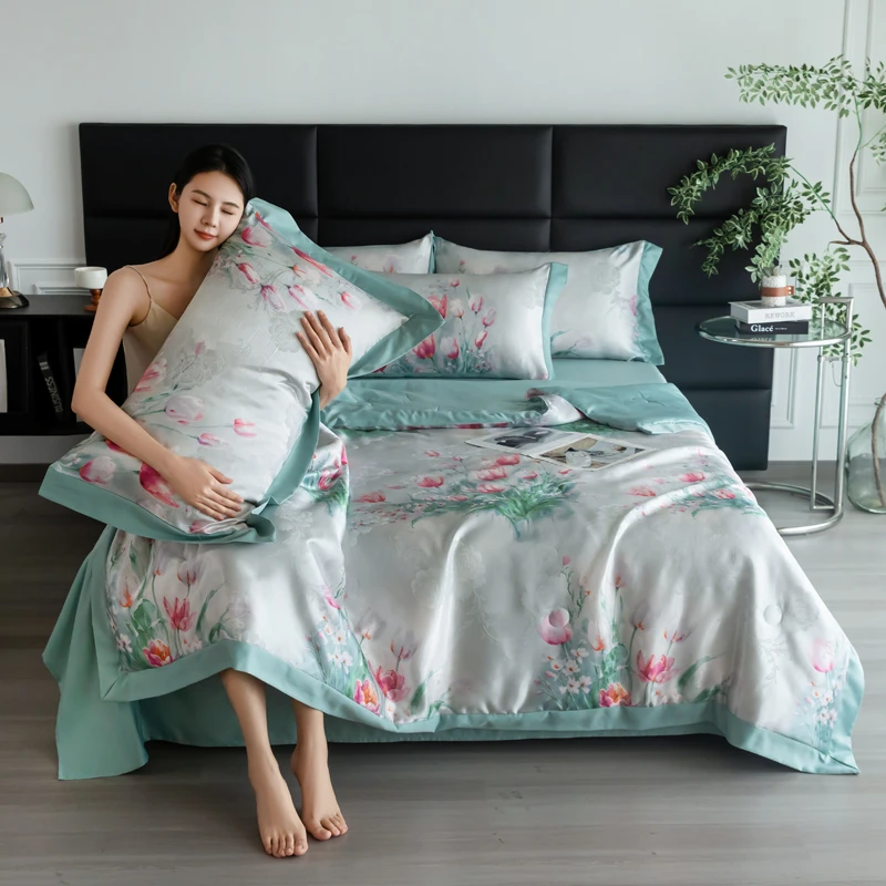 【2025夏季新款云梦系列】轻奢天丝柔软丝滑夏被四件套