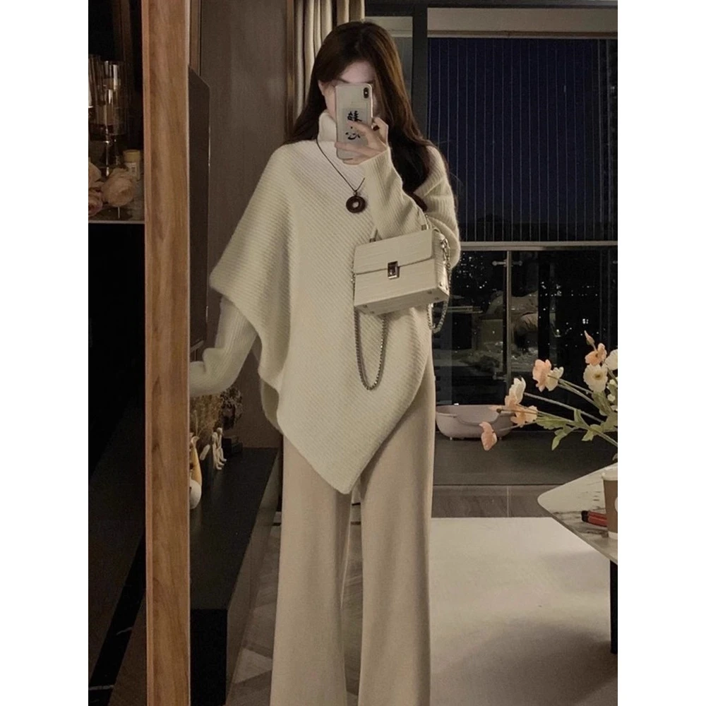 秋冬软糯慵懒风不规则设计感高领毛衣秋冬宽松小众针织衫显瘦通勤