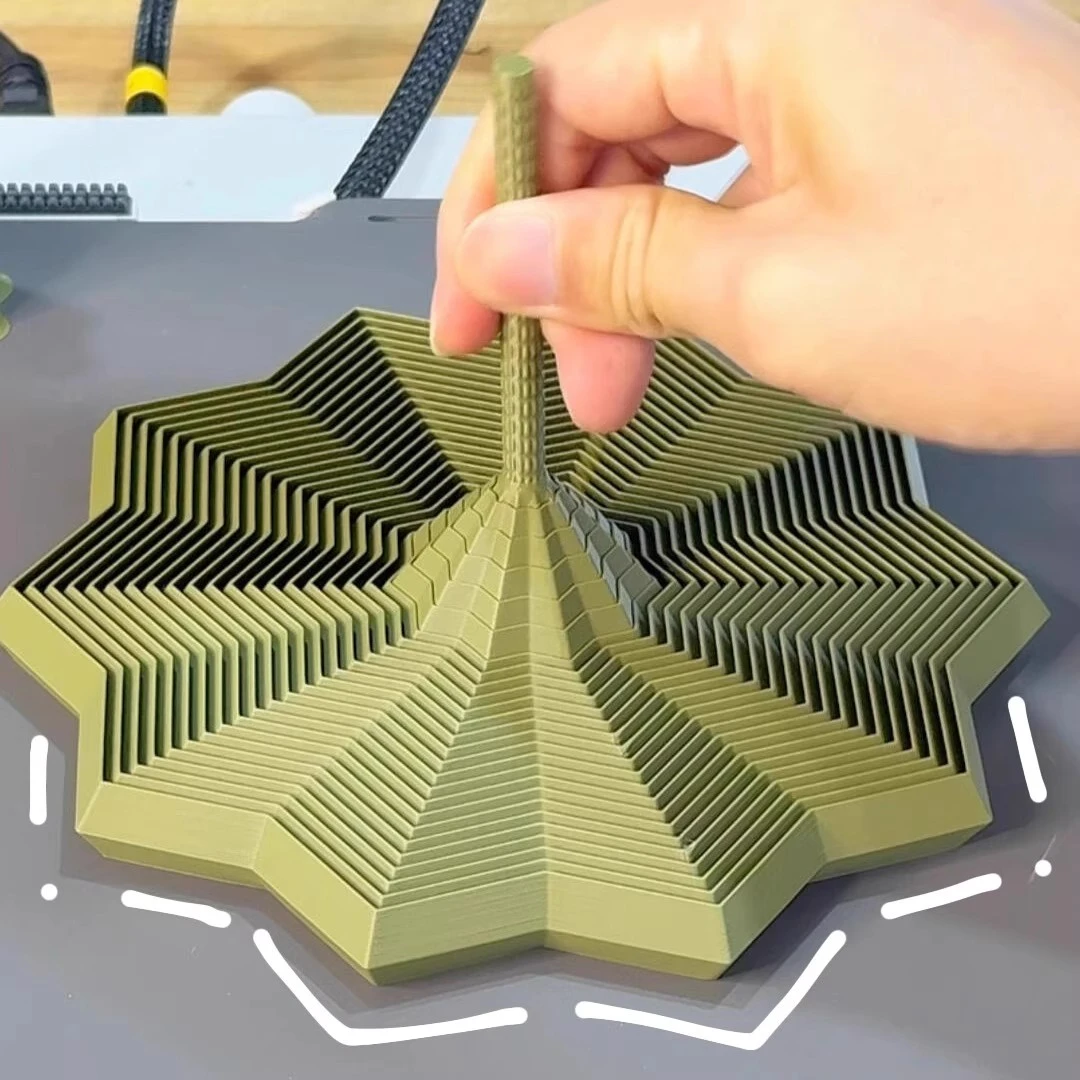 爆款3D打印八边形手柄螺塔魔幻几何立体桌面螺旋儿童解压跨境玩具