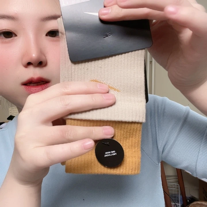 三醋酯纤维一百分姜黄色s码小腿袜毛巾底孤品