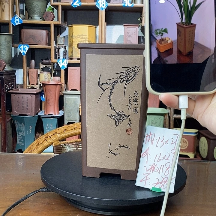花盆紫砂阳光老师签筒微瑕