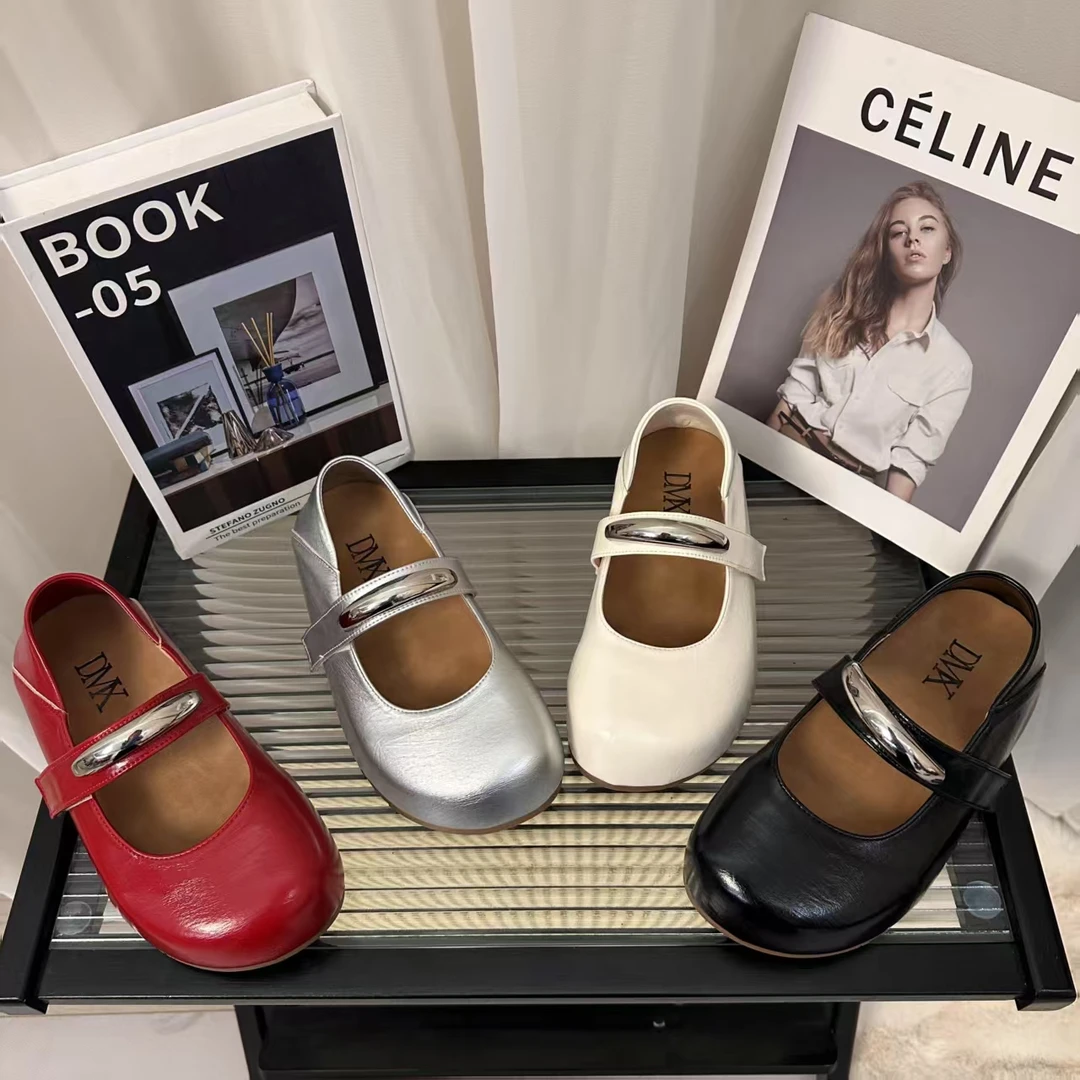 红色法式玛丽珍女鞋2025春夏百搭浅口平底单鞋3327