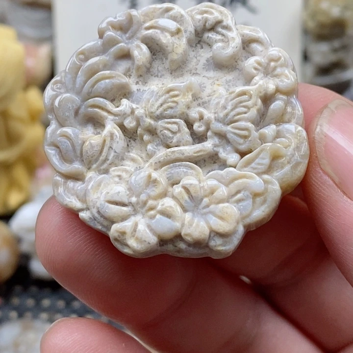 颈饰未镶嵌硅化珊瑚（珊瑚玉）