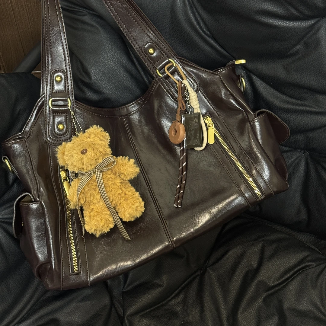 ZZHU百搭简约手提斜挎包纯色公文包高级感通勤大容量托特