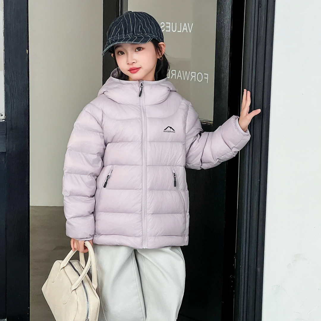 2025女童秋冬款外套儿童帅气潮流羽绒服连帽童装轻薄羽绒服
