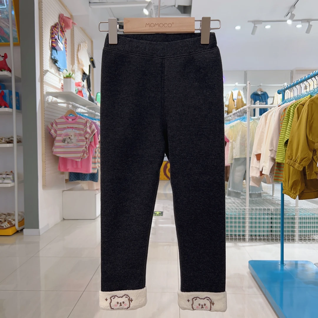 MOMOCO冬季新款女童绣花打底裤75830360012儿童儿童休闲裤针织