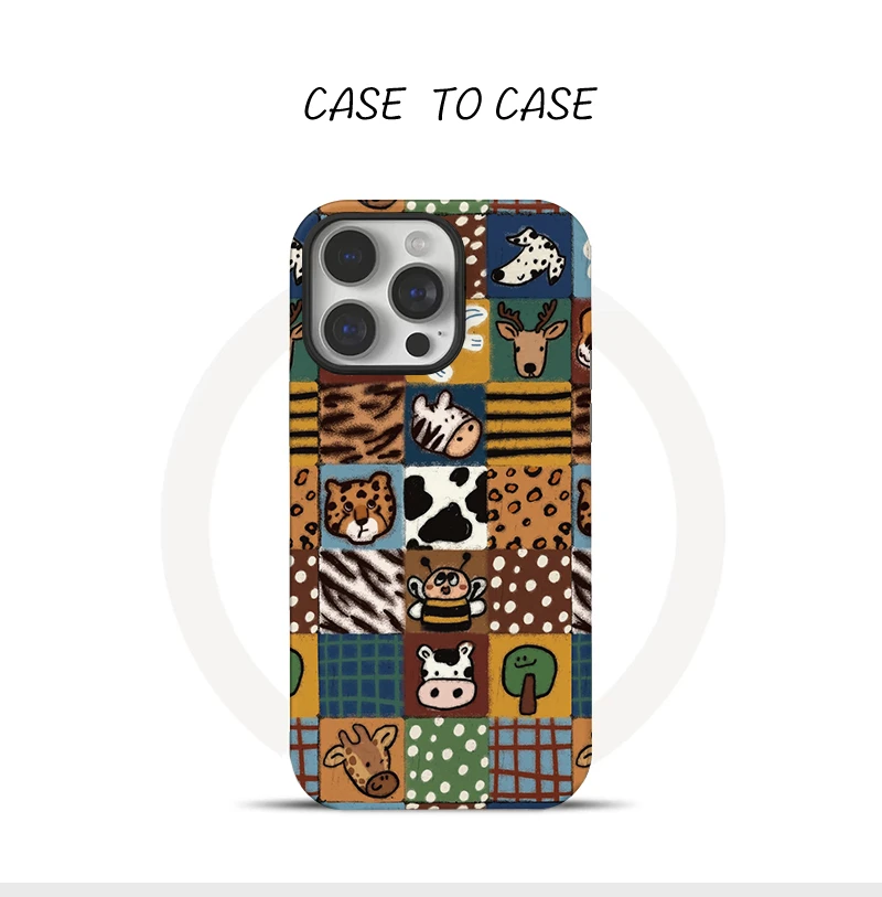 格子动物iphone16promax手机壳苹果15小米14华为13适用12可爱少女