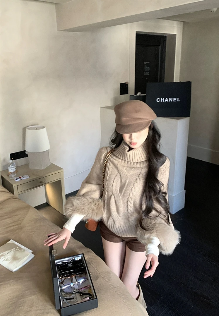 慵懒风一字肩麻花针织上衣女2025秋季新款感气质显瘦露肩温柔秋冬