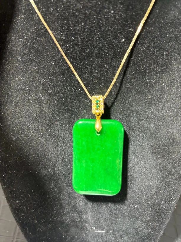 翡翠方牌吊坠项链d056