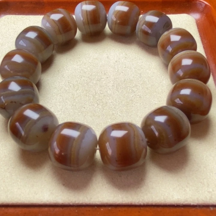 玛瑙/玉髓未镶嵌手串俏色 宽糖一线大老型珠 高油