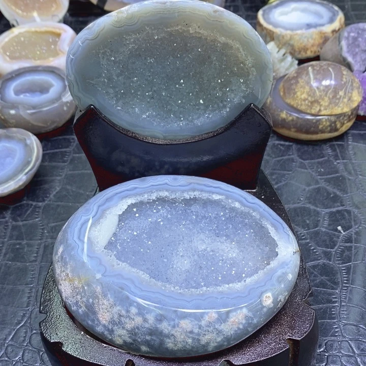 未镶嵌珠宝半成品水晶蓝晶雪景盆