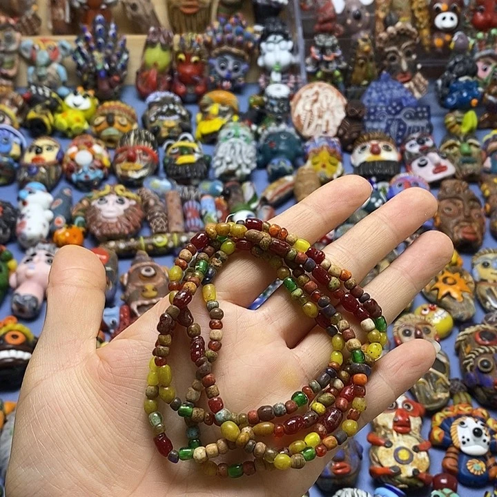 玻璃颈饰老米链一条010