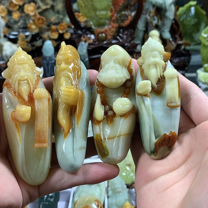 岫玉手把件未镶嵌戈**柳