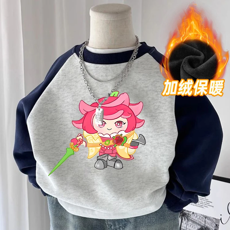 男女童春秋新款加绒卫衣加厚卡通动漫潮牌儿童长袖圆领时尚上衣