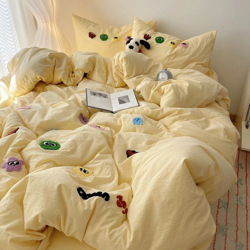 海底世界水洗棉毛巾绣四件套双人被套单间学生宿舍床上三件套床