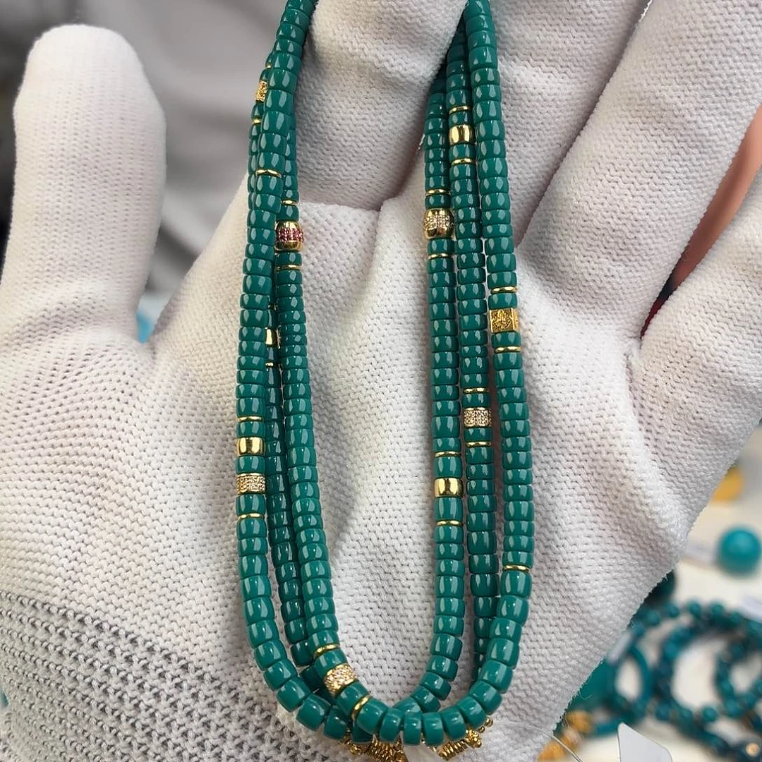 绿松石18K金镶嵌配饰3.6mm