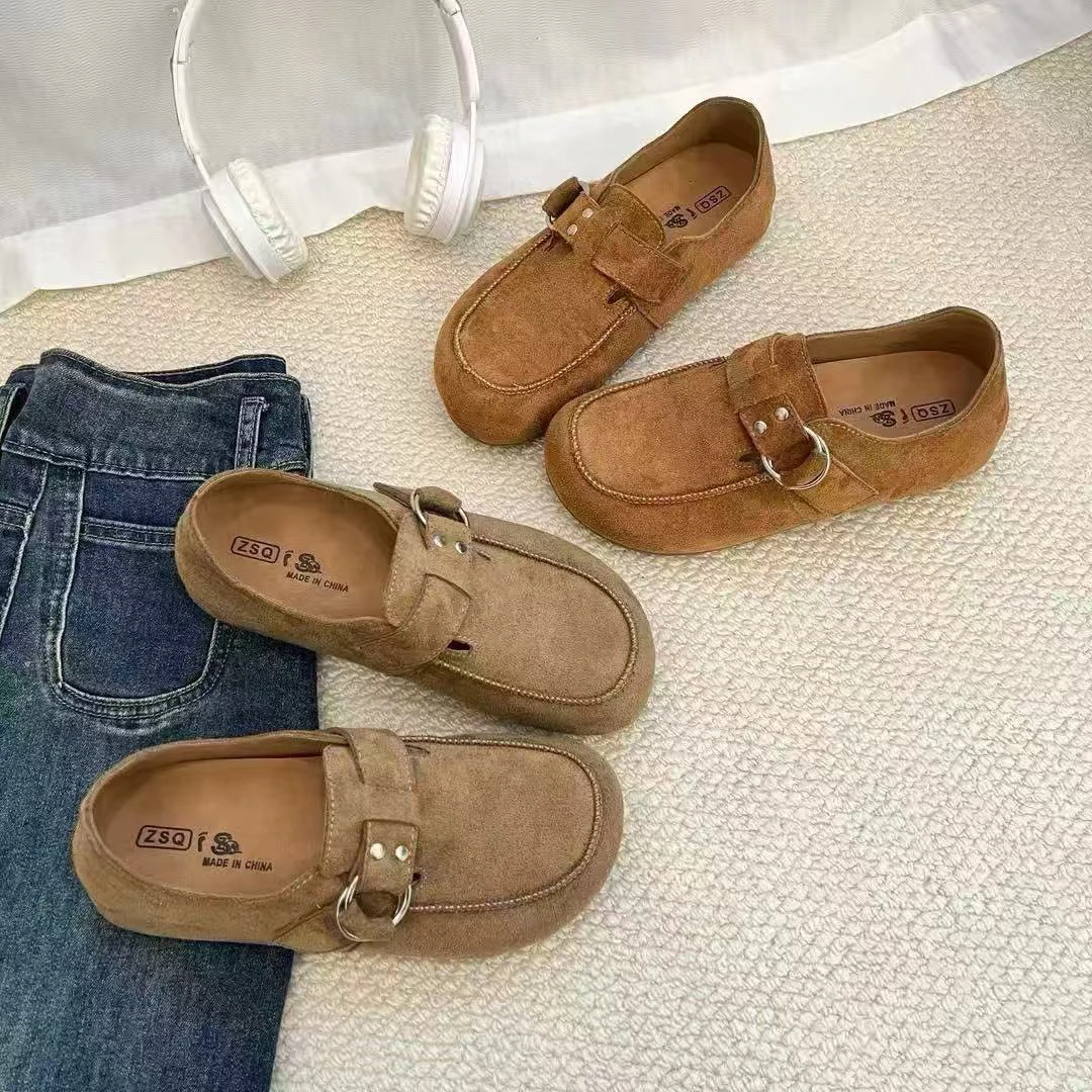 【A6006】2025秋季新款舒适复古休闲百搭平底软底软面勃肯鞋