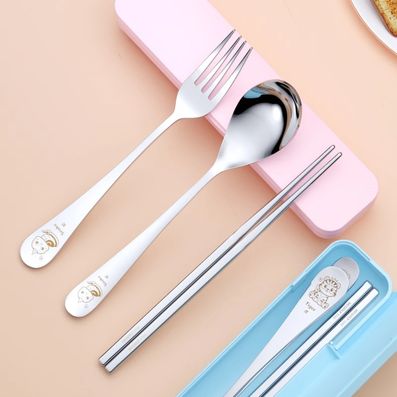 316不锈钢筷子勺子套盒叉子餐具学生一人用上班族外带便携勺筷