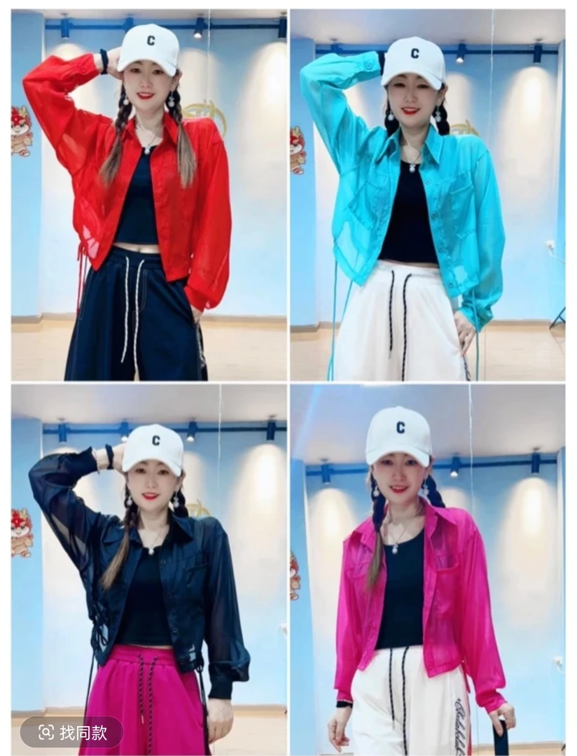 CX522#春夏新品珍珠纱薄款防晒衬衫