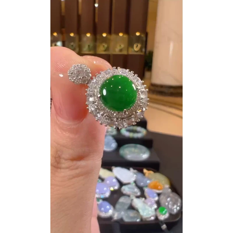 天然A货翡翠QH04蛋面吊坠多样性发一