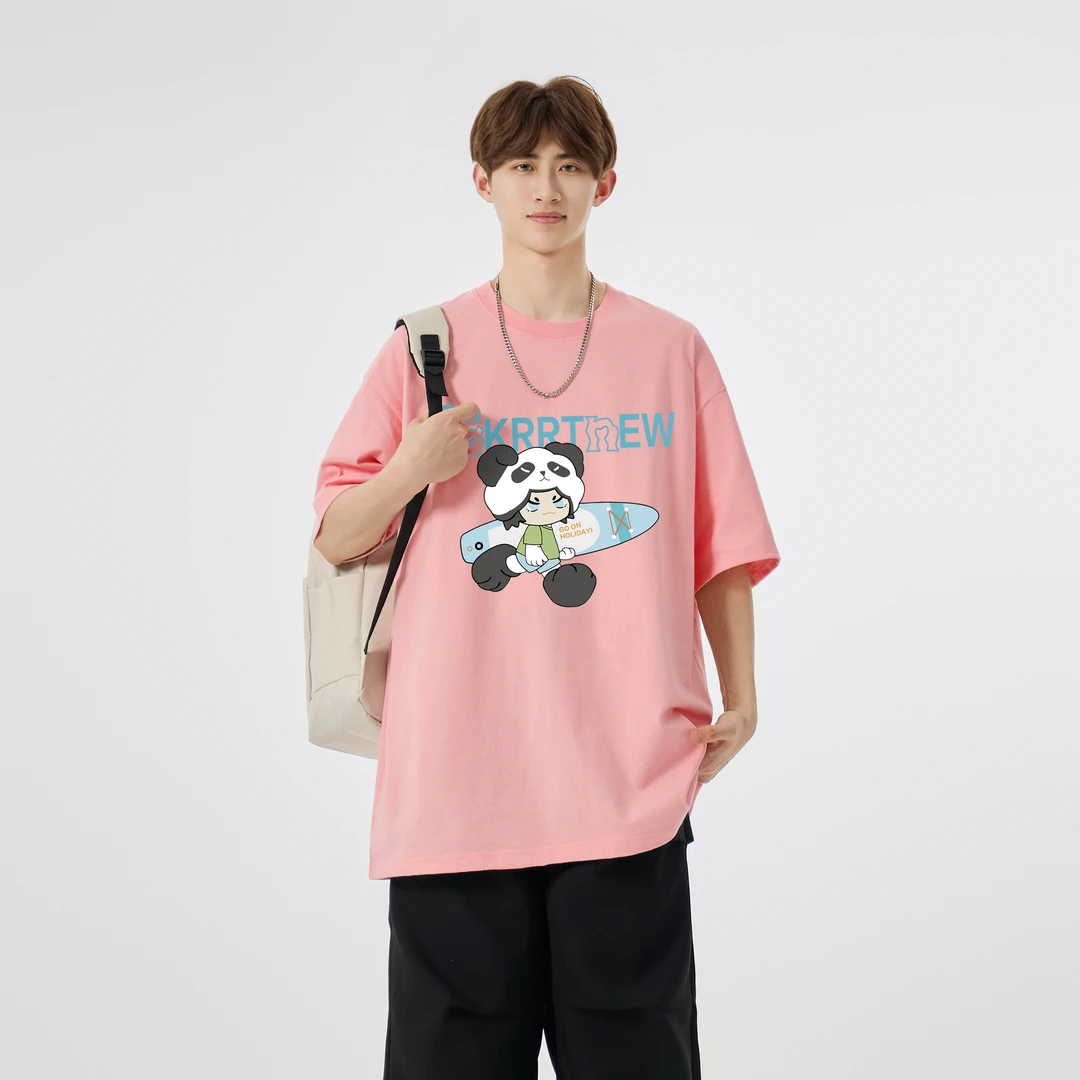 卡通印花纯棉青少年短袖t恤男士潮流帅气2025新款夏季半袖体恤衫