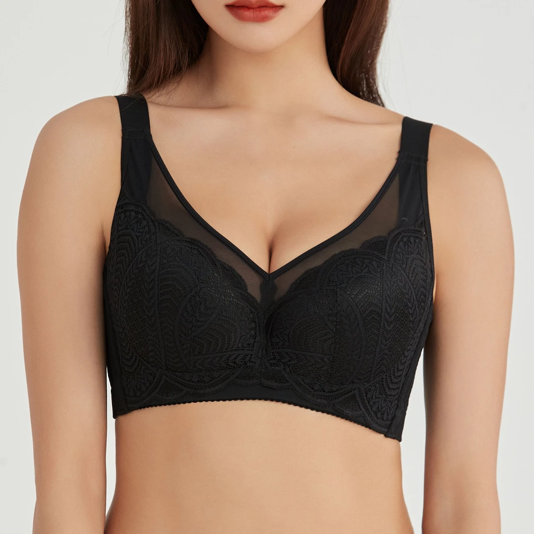 薄款弹力大胸显小内衣聚拢调无痕舒适纯色CD杯文胸 7116C#