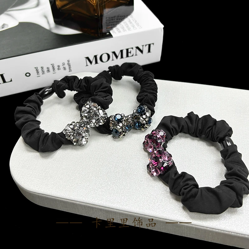 编号2533 合金蝴蝶结黑色高弹力面膜发圈