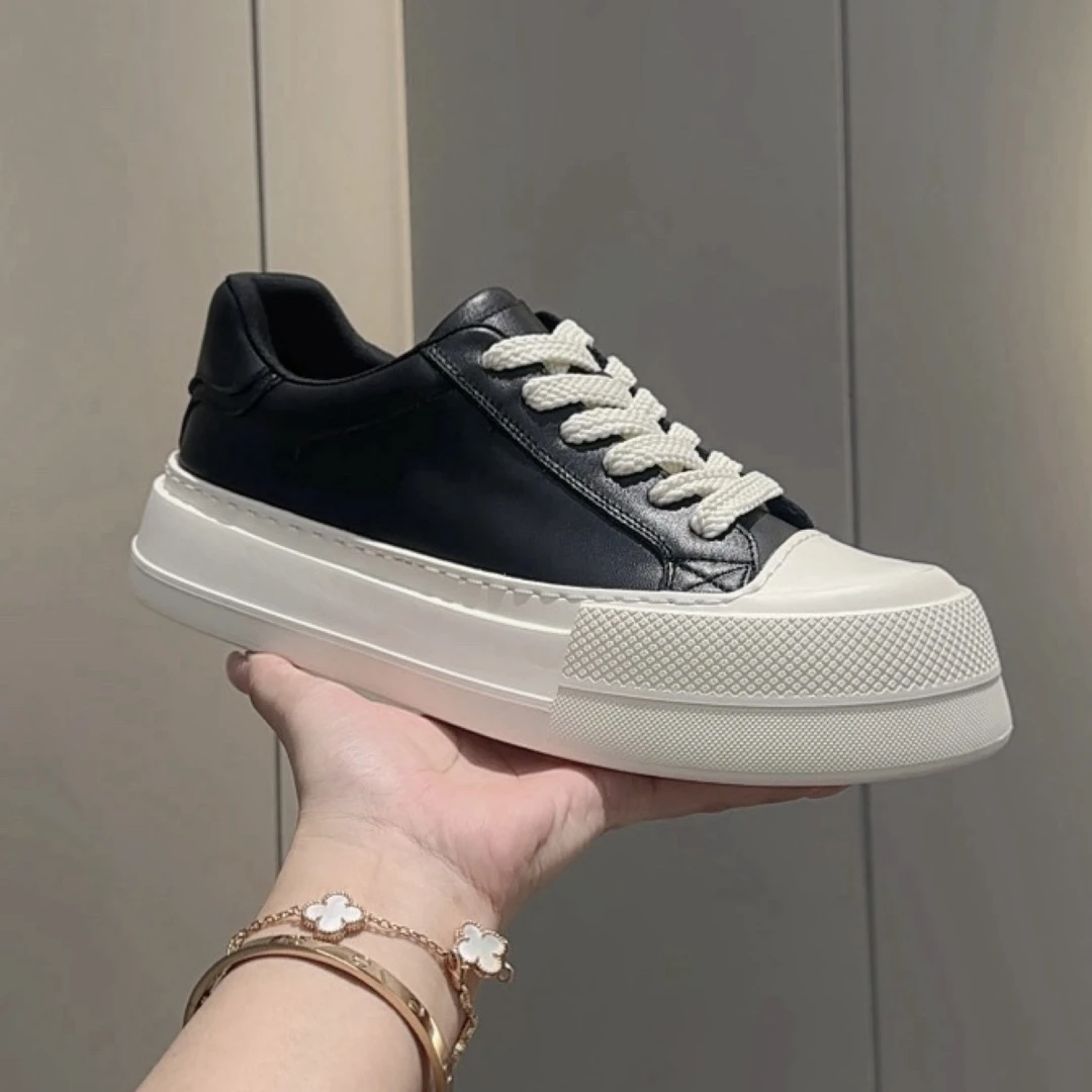 时尚男款小白鞋真皮厚底增高耐磨透气简约休闲秋季款68082