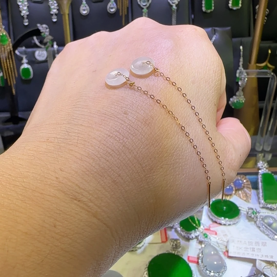 翡翠18K金镶嵌颈饰耳环