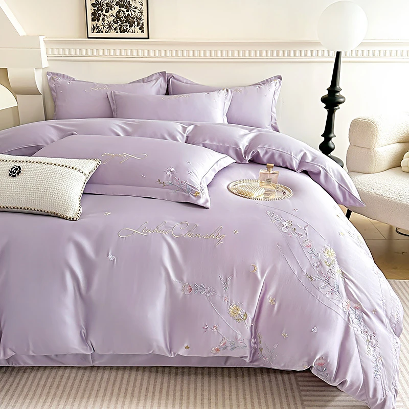 高端刺绣暖氧斜纹加厚四件套繁华点点明星定制款