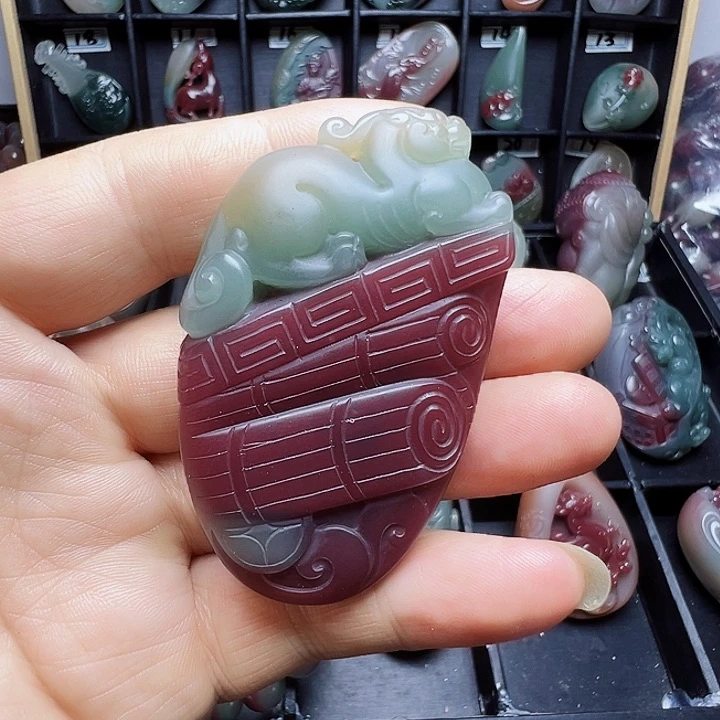 感***下玛瑙/玉髓秦紫玉挂件未镶嵌