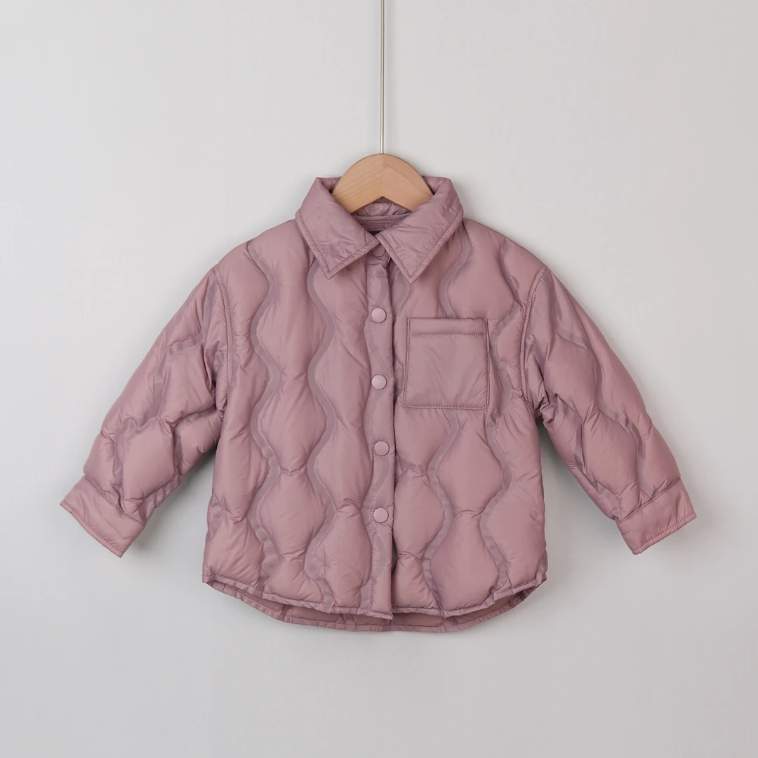 男女童衬衫领羽绒服秋冬保暖