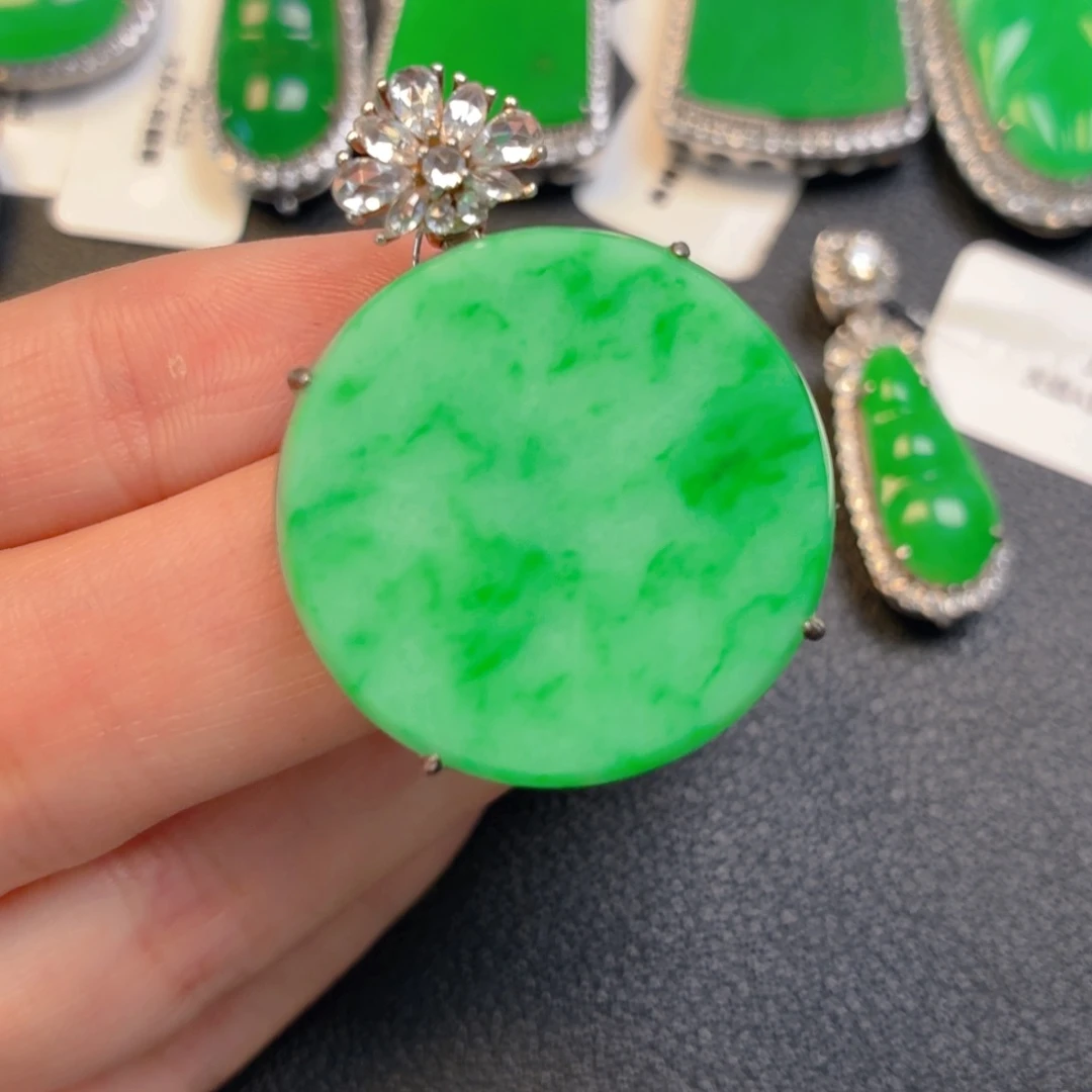 翡翠银S925镶嵌吊坠(不含链)