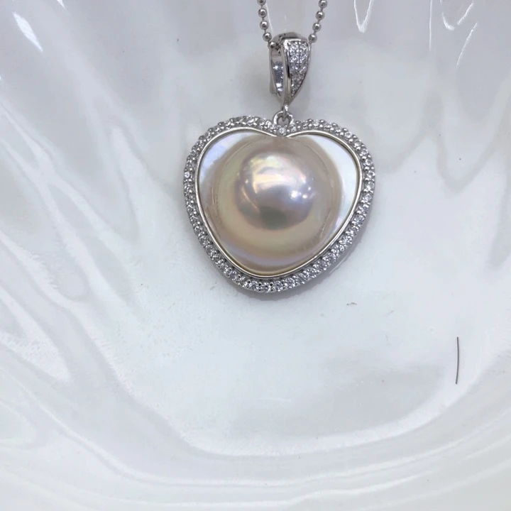 银S925镶嵌拼合珍珠（马贝珠）颈饰