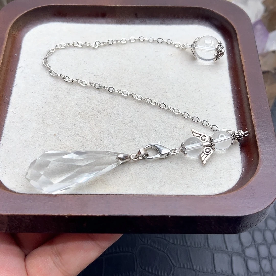 珠宝半成品水晶未镶嵌1 白水晶灵摆一套