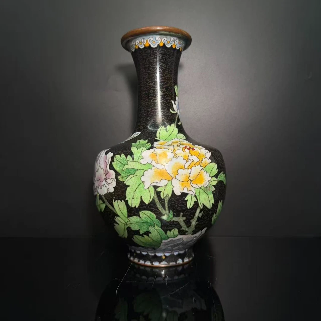 Lot20-景泰蓝花瓶清代年制款高27cm口9cm-YC11120022001018