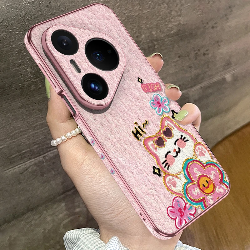 适用华为pura80pro花钱招财喵手机壳pura70 pro全包ins网红爆款女