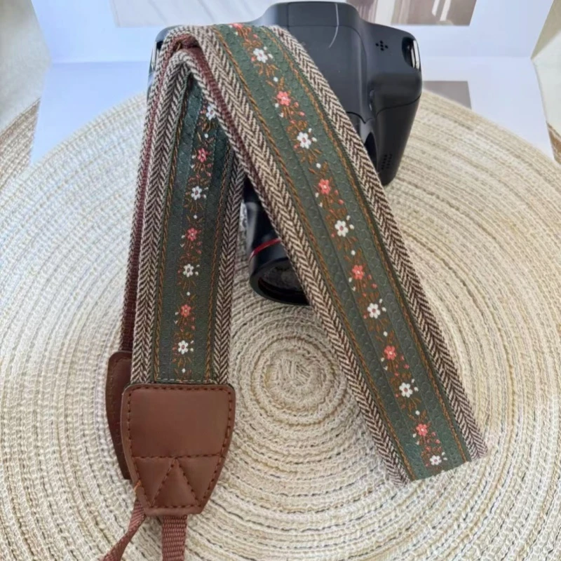 复古墨绿提花刺绣相机背带可调节挂脖斜挎肩带相机肩带绿色相机带