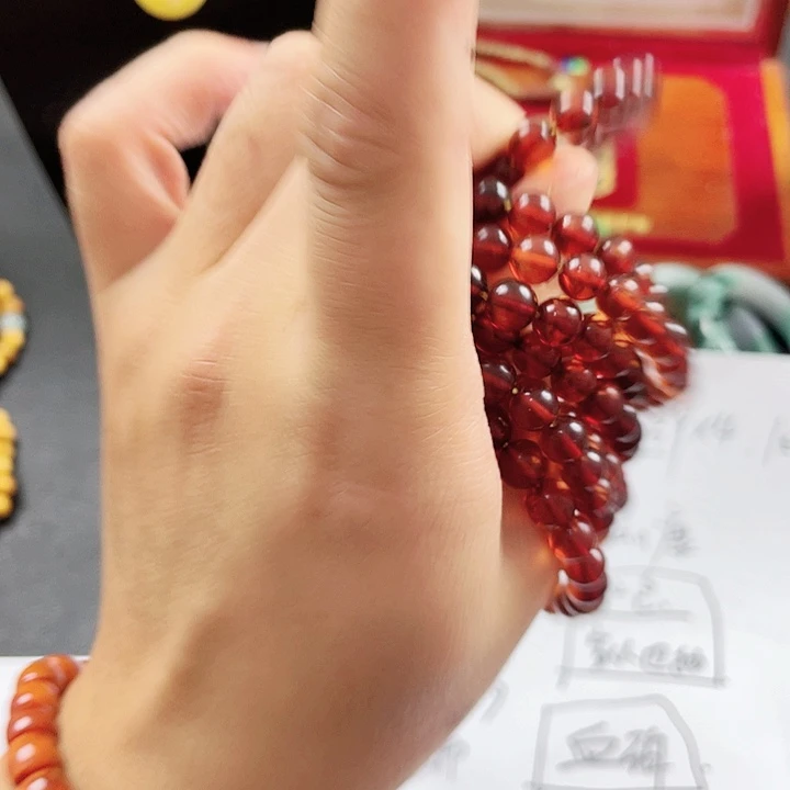 琥珀未镶嵌手链天然血珀手链