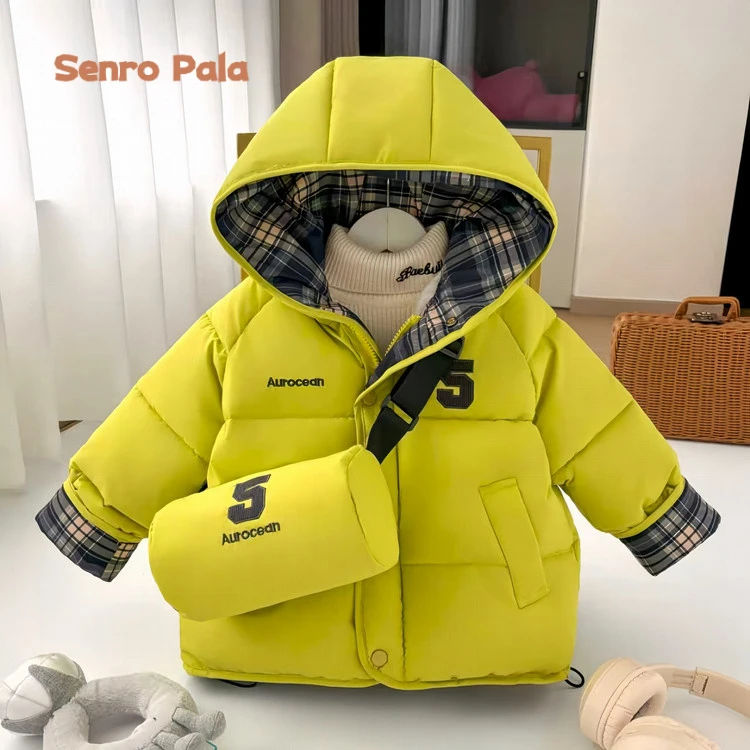 【万达撤柜】新款冬季保暖连帽棉服男女童时尚外套百搭防寒冬装潮